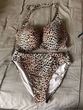 Victoria's Secret Leopard Print Bikini - Black & Tan